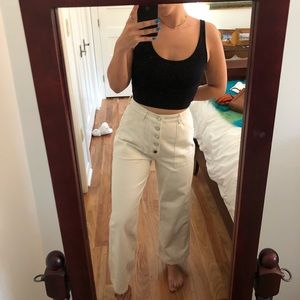 Zara high waisted white flare jeans